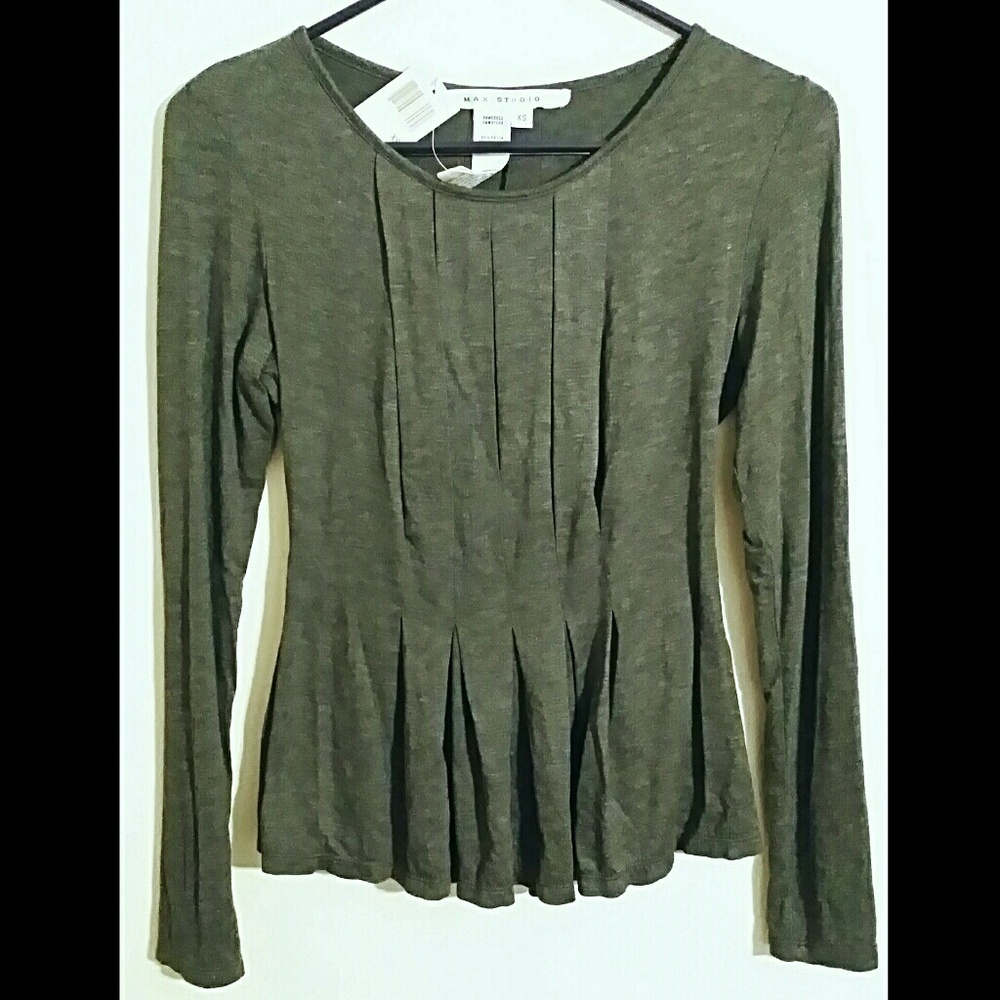 Grey Max Studio knit top with peplum